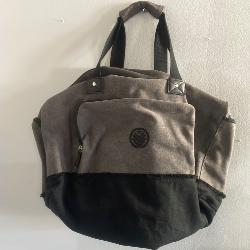 Black and Gray Duffel Bag with Durable Fabric